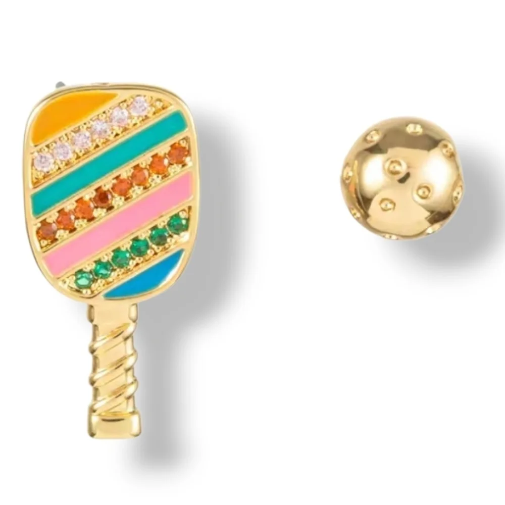 New Mismatched Pickleball Table tennis Stacking Stud Earrings Set